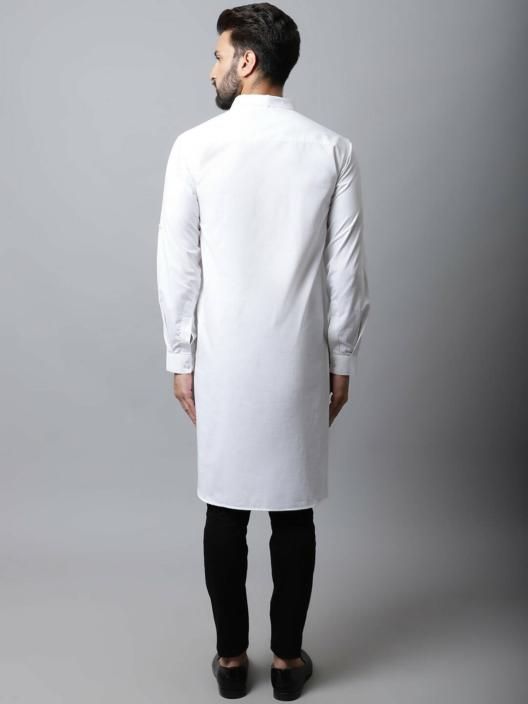 Even Apparels White Color Pure Cotton Solid Men's Kurta With Shirt Collar (SLD1203) - Distacart