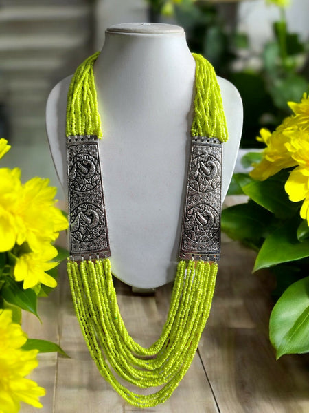 Inhanns Saree Shobha Statement Necklace - Neon Green Necklace