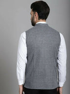 Even Apparels Nehru Jacket With Welt Pockets - Grey