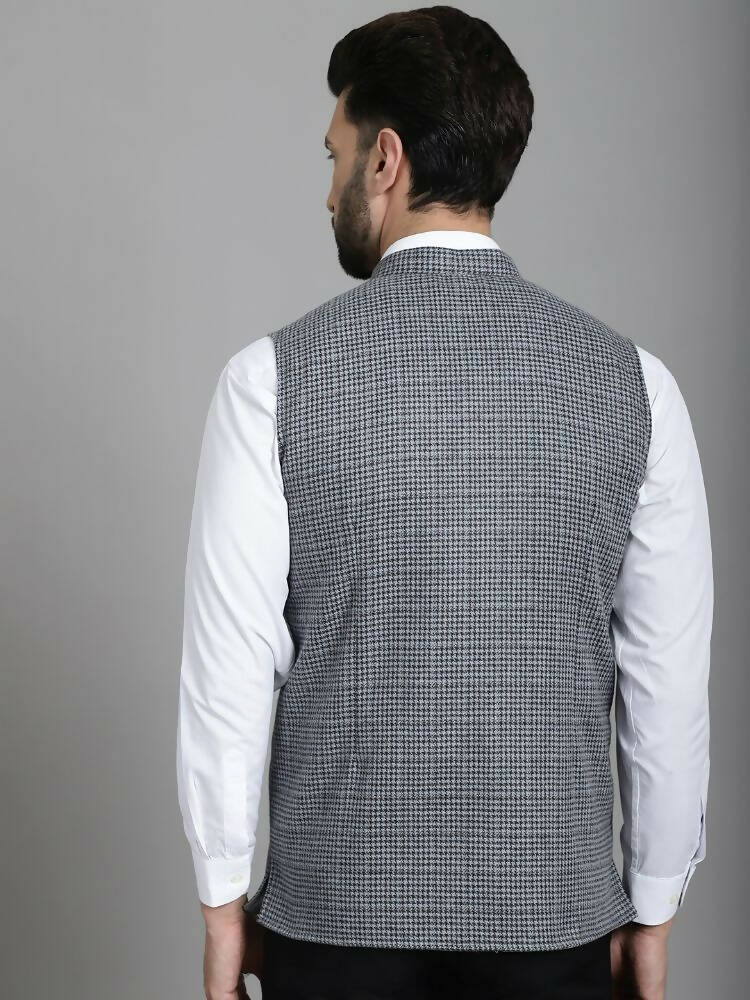 Even Apparels Nehru Jacket With Welt Pockets - Grey