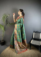 Joban Fashion Green Banarasi Soft Silk Woven Saree - Distacart