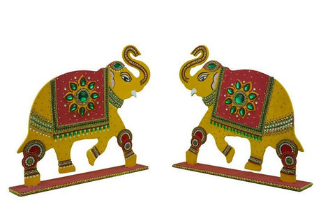 Kundan HandiKrafts Mdf Elephant Back Drop Pair