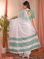 Shree Shyam Fashion The White Loom White Linen Cotton Saree