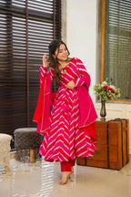 Aayaa Designer Printed Tebby Silk Suit - Multi Color