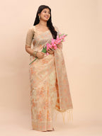 Shree Shyam Fashion Linen Cotton Off White Saree - Distacart