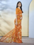 Orange Georgette Designer Printed Ready to Wear Saree - Samyana