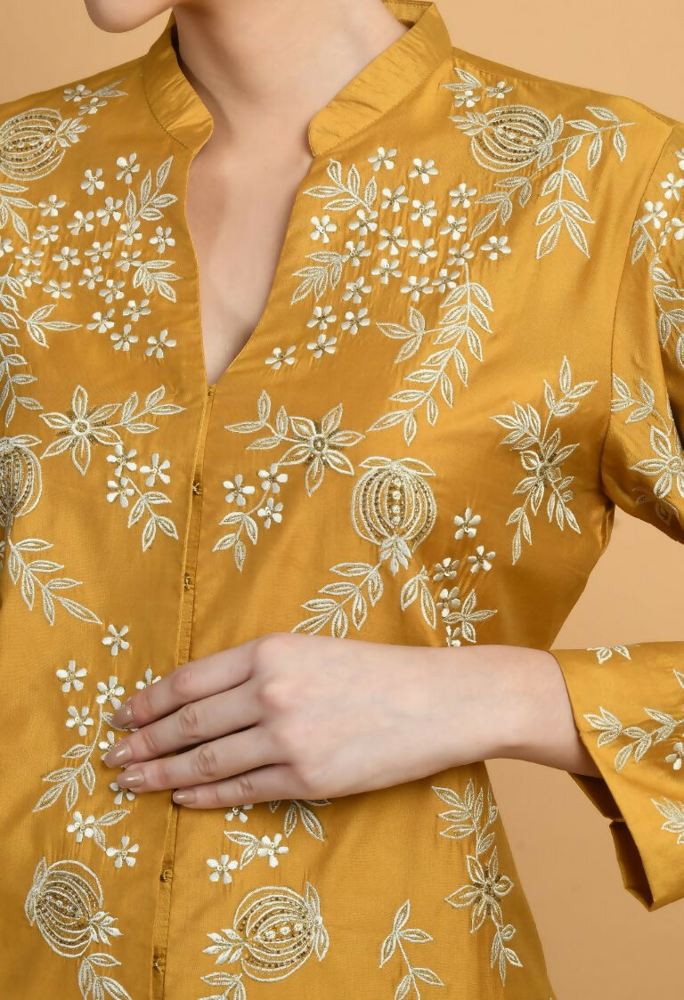 Joban Fashion Mustard Chanderi Kurta Set