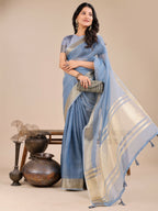 Shree Shyam Fashion Seoul Sky Blue Organza Saree