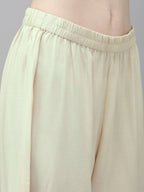Yufta Women Green & Beige Embroidered Straight Kurta With Trouser