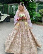 Jyoti Fashion Delightful Rose Pink Sequins with Zari Thread & Coding Dori Embroidery work Lehenga Choli with Dupatta