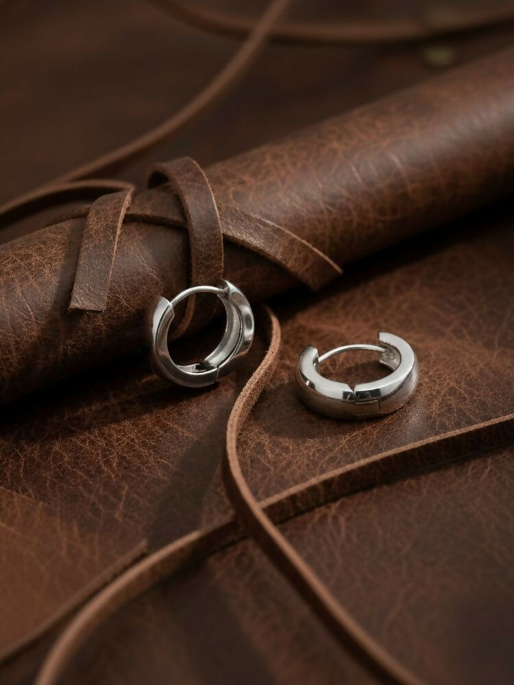 NVR Men's Silver Plated Hoop Earrings - Distacart