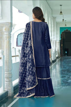Teeya Creation Blue Colour Chinnon Silk Heavy Embroidery Work Fully Stitched Salwar Suit - Distacart