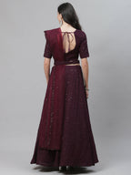 Purple Georgette Thread with Sequins Embroidery Work Lehenga Choli with Dupatta - Jivika