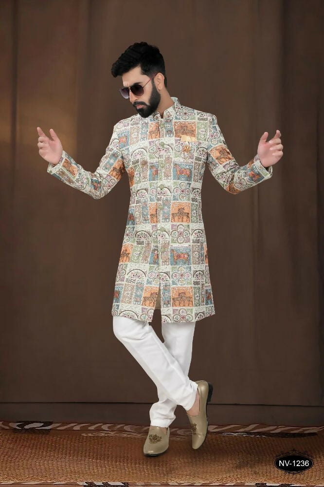 Joban Fashion Men's Base Pista(Multi Colours) Georgette Kurta with Pyjama