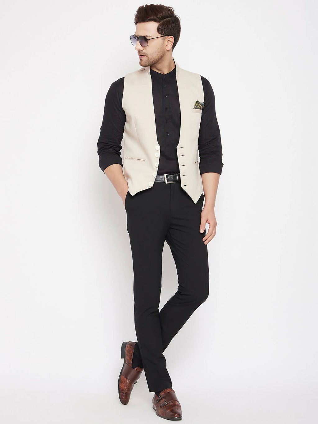 Even Apparels Cream Merino Men Woven Nehru Jacket - Distacart