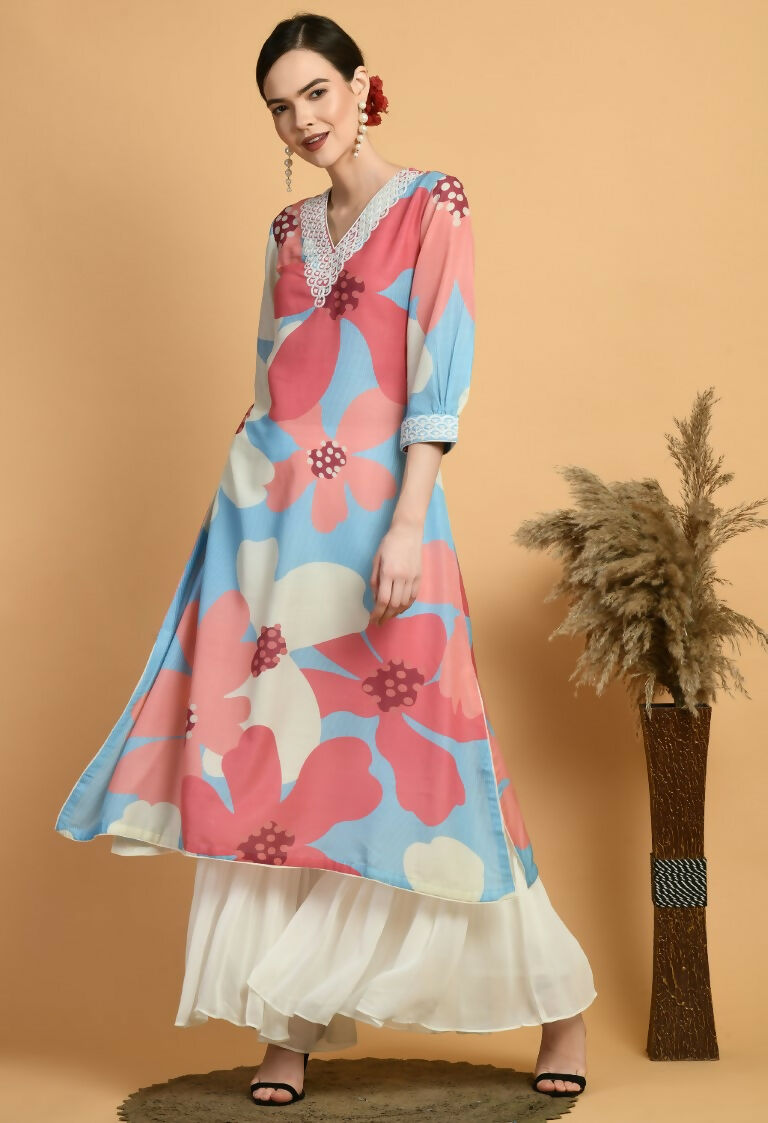 Joban Fashion Print Maslin Kurta Set