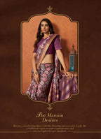 Purple Rangkat and Crepe Silk Aztec Saree With Unstitched Blouse Piece - Mohmanthan Royal Saachi
