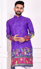 Anaita Violet Dola Silk Straight Kurta With Foil Work