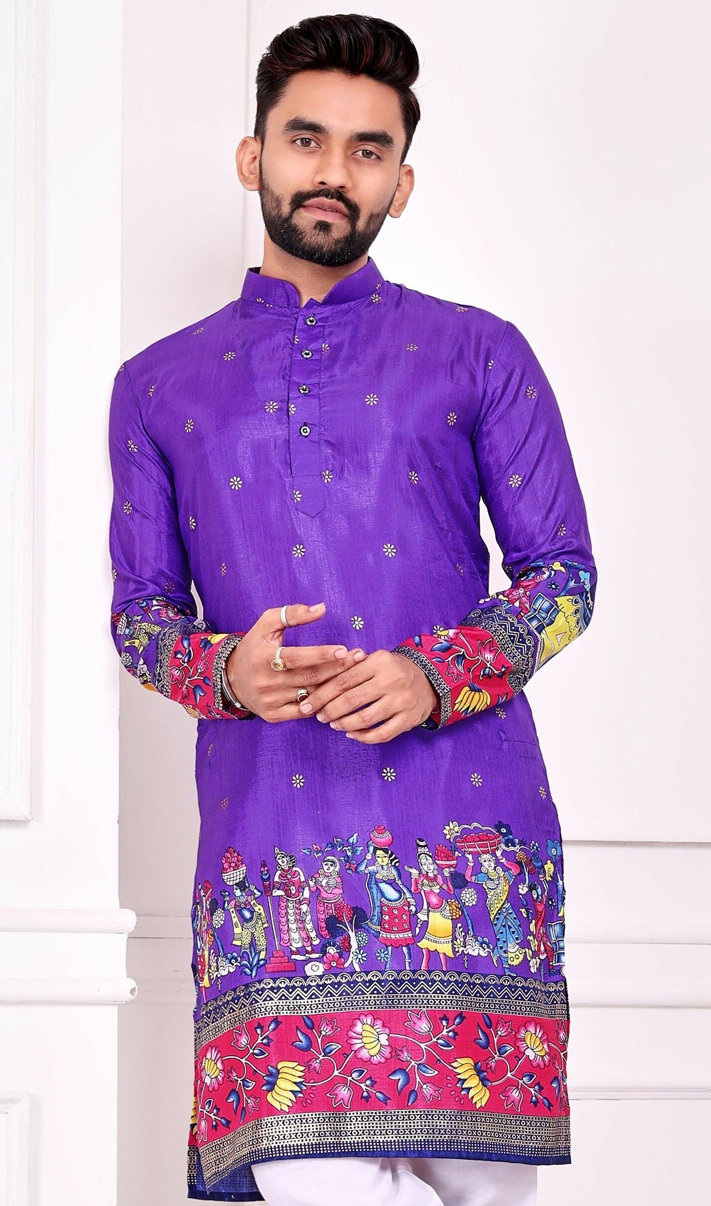 Anaita Violet Dola Silk Straight Kurta With Foil Work