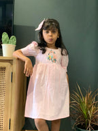 ArthLife Pink Flamingo Embroidered Dress