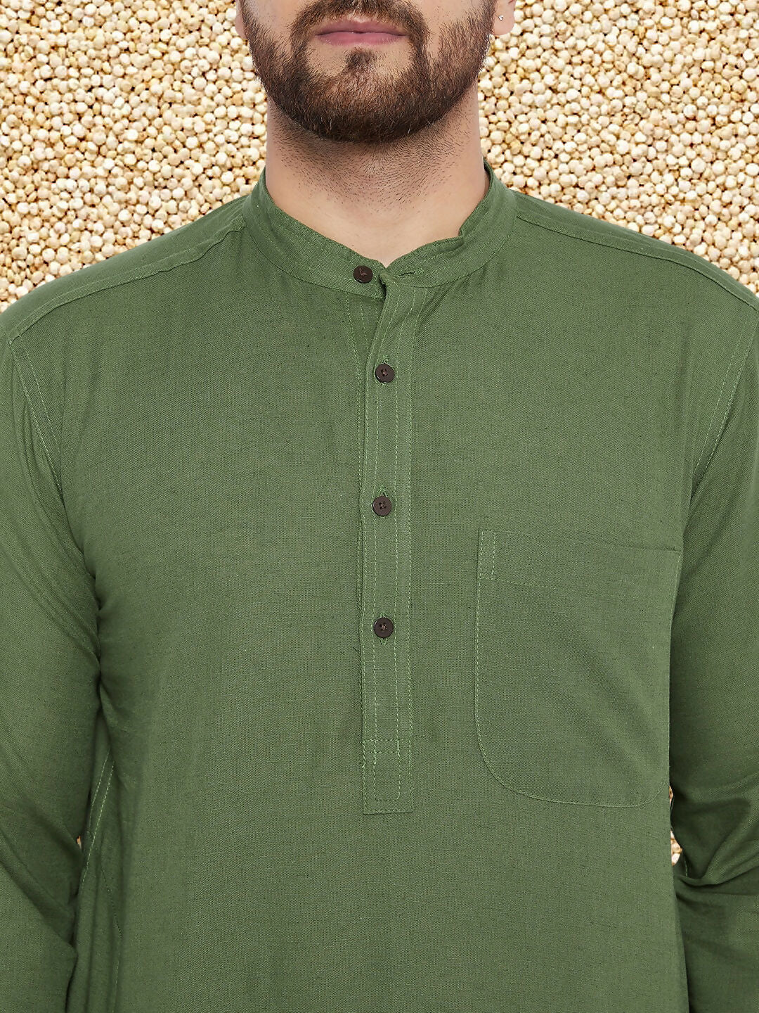 Even Apparels Men's Solid Green Linen Kurta