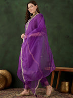 Sangria Embroidered Kurta & Trouser With Dupatta