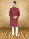 Even Apparels Men's Maroon Emboided Kurta