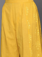 Ahalyaa Women Mustard Yellow Floral Printed Pure Cotton Co-Ords - Distacart