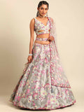 House of Panchhi Grey Organza Sequins and Zarkan embroidery Lehenga choli & Dupatta