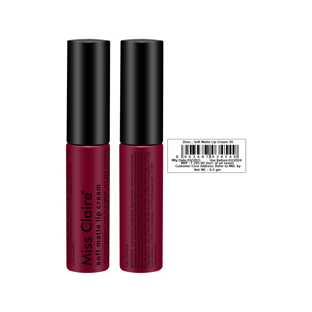 Miss Claire Soft Matte Lip Cream - 30 - Distacart