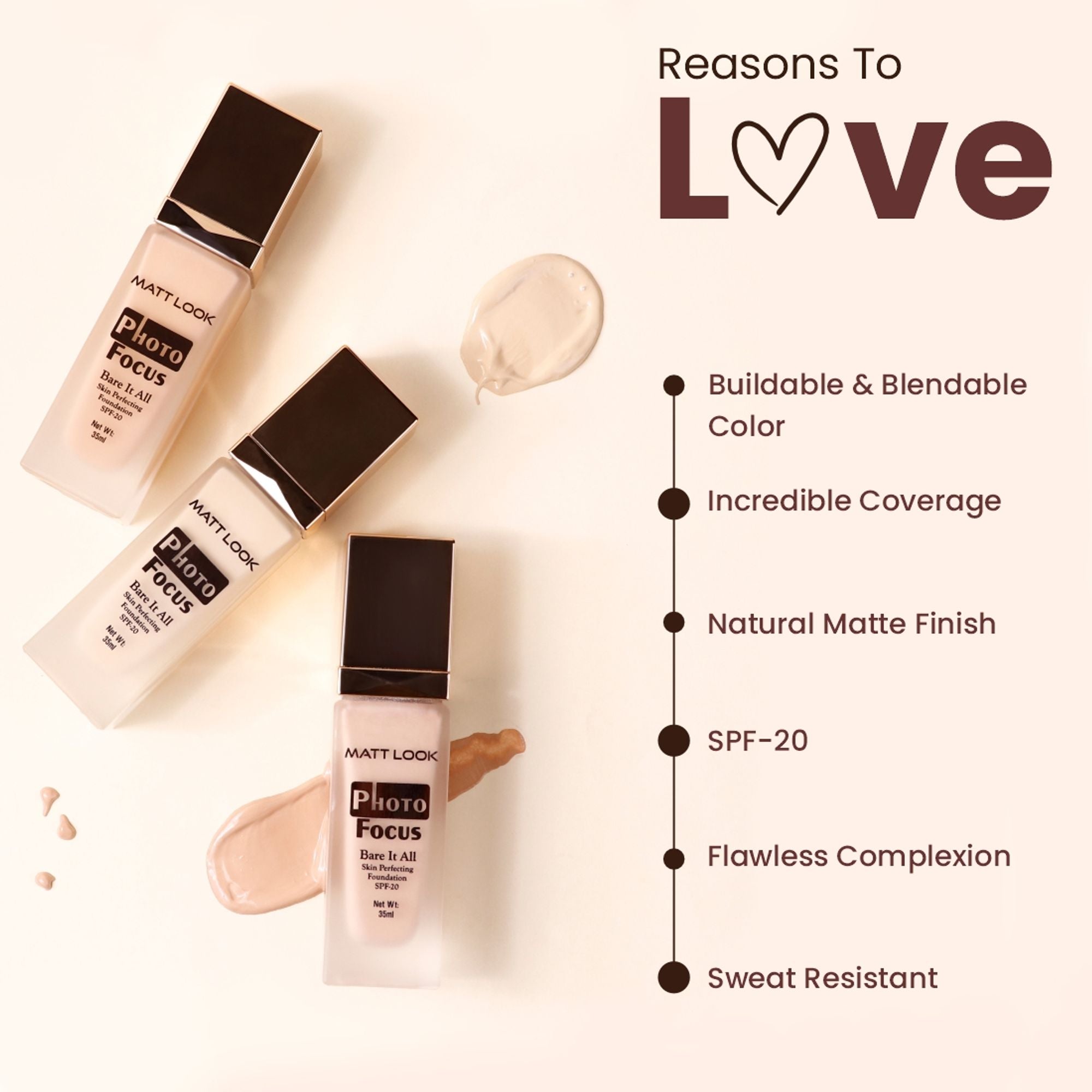 Matt Look Photo Focus Bare It All Skin Perfecting Foundation - Worthy Almond