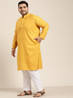 Sojanya Plus Size Men Mustard Yellow Pure Cotton Kurta