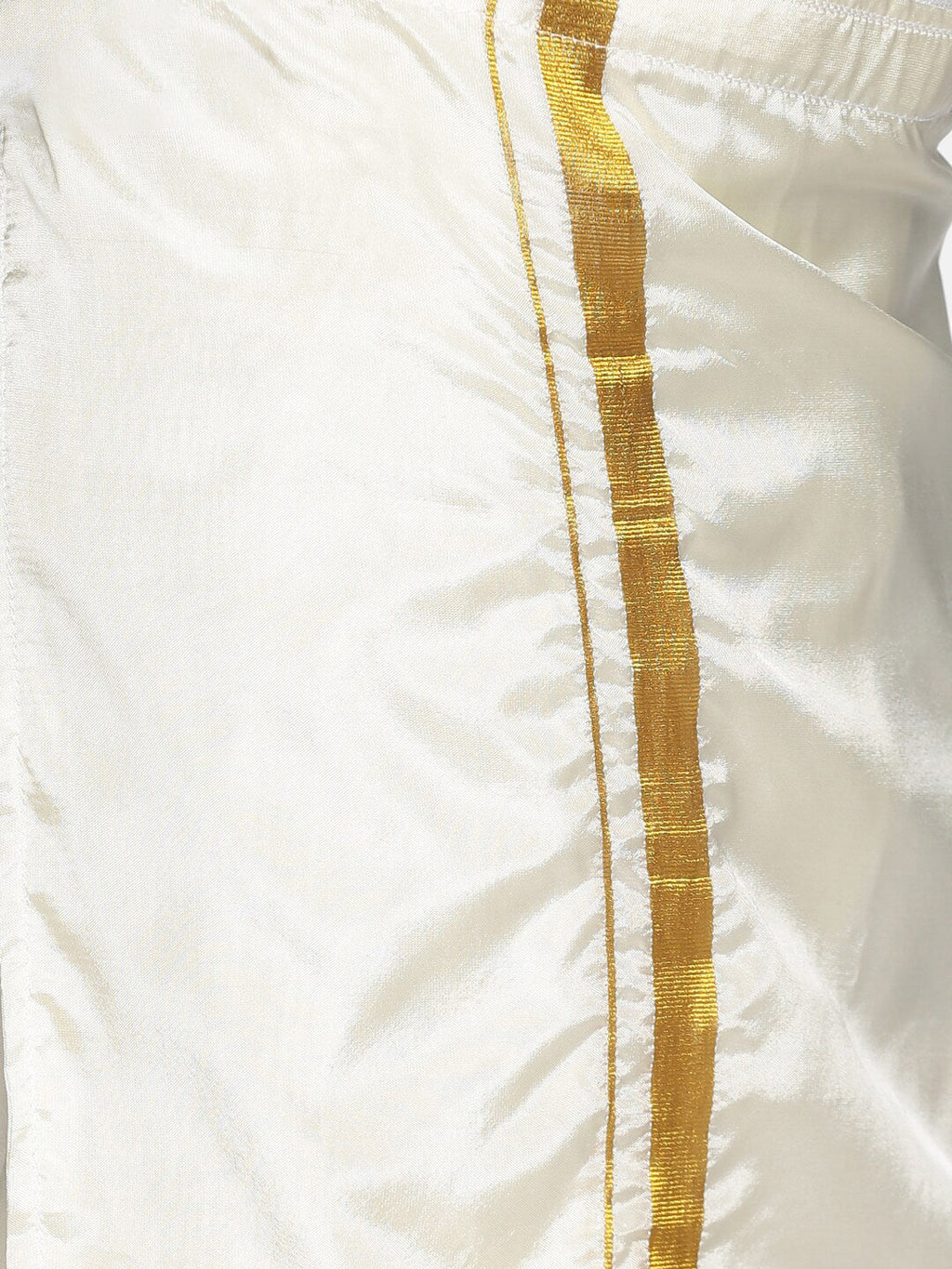 Sethukrishna Boys Maroon & White Solid Shirt and Dhoti Set