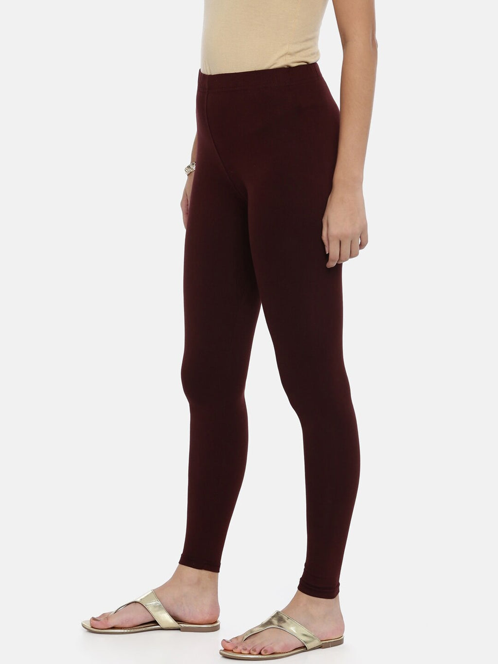 Souchii Brown Solid Slim-Fit Ankle-Length Leggings - Distacart