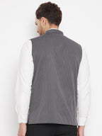 Even Apparels Grey Merino Men Woven Nehru Jacket BF708 - Distacart