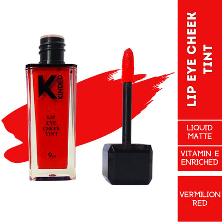 KINDED Lip, Eye & Cheek Tint with Vitamin-E Enriched - 03 Vermilion Red