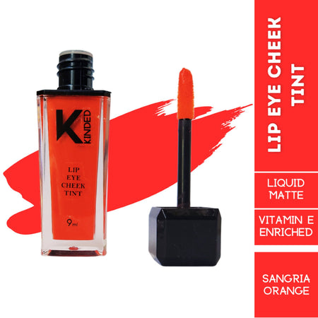 KINDED Lip, Eye & Cheek Tint with Vitamin-E Enriched - 08 Sangria Orange
