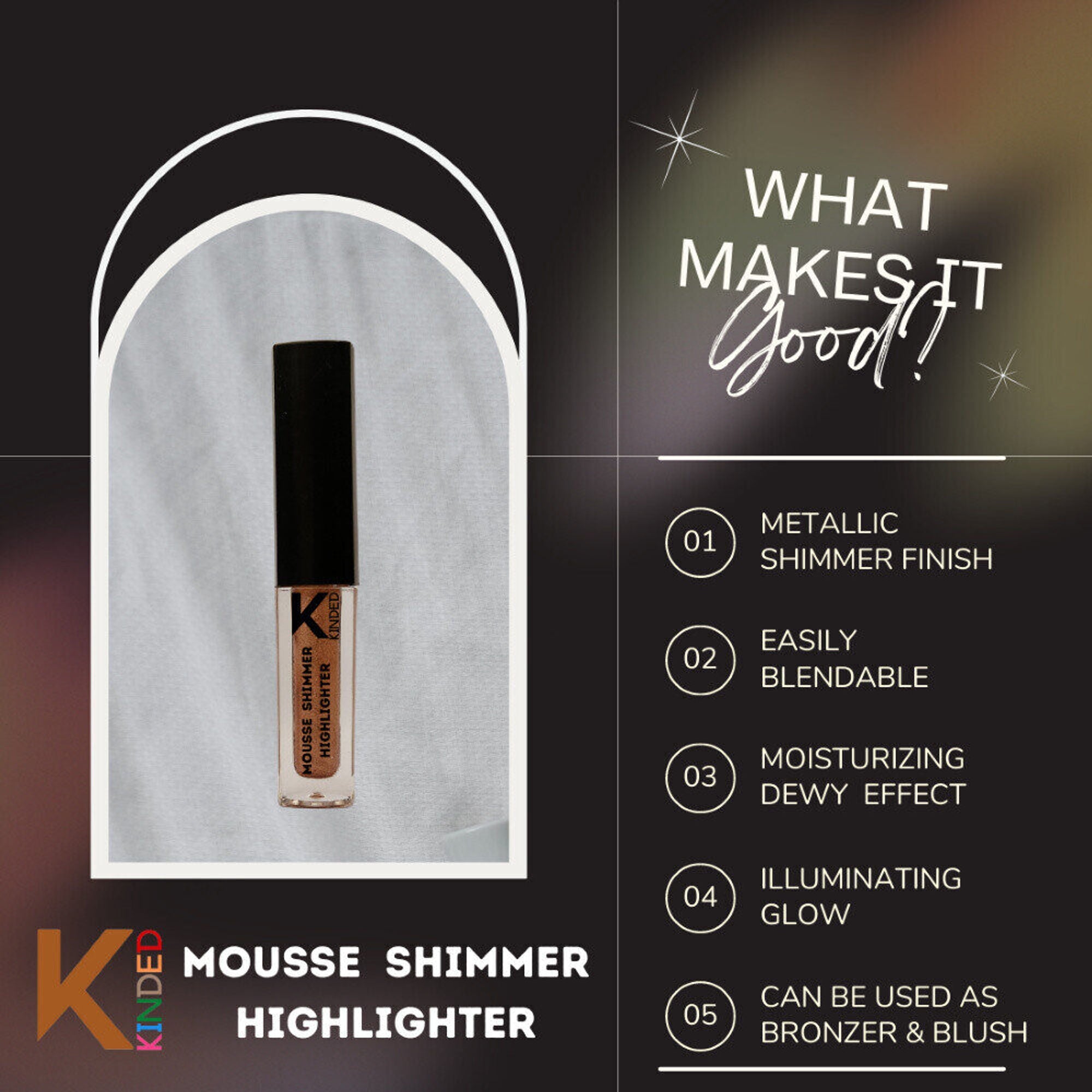 KINDED Mousse Shimmer Highlighter - Cool Copper