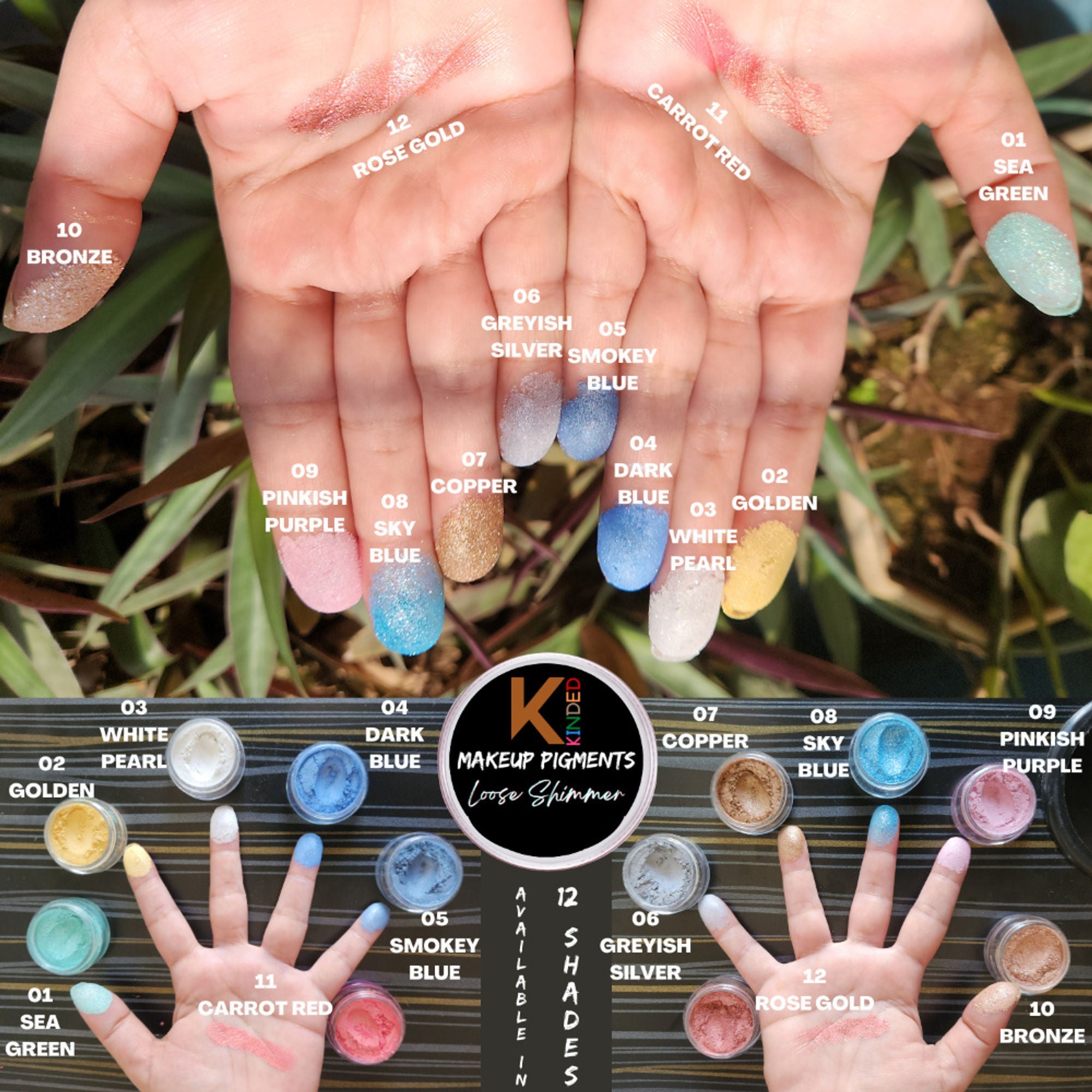 kinded loose shimmer makeup foil pigments powder bronze