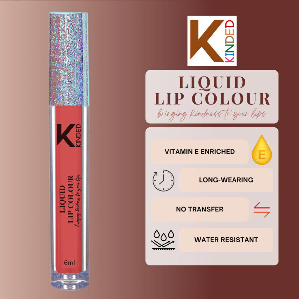 KINDED Liquid Lip Colour Lipstick Lip Gloss - 03 Vermilion Red
