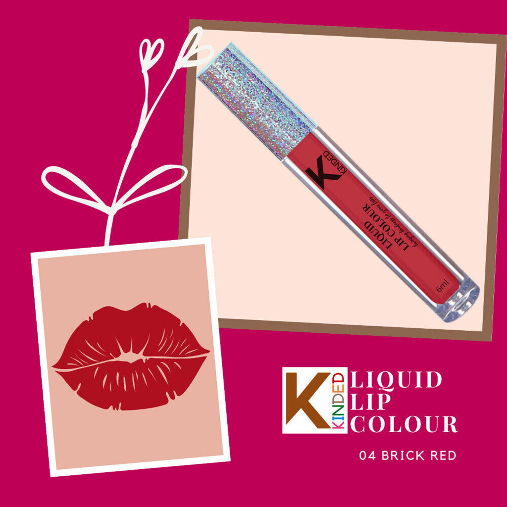 KINDED Liquid Lip Colour Lipstick Lip Gloss - 04 Brick Red