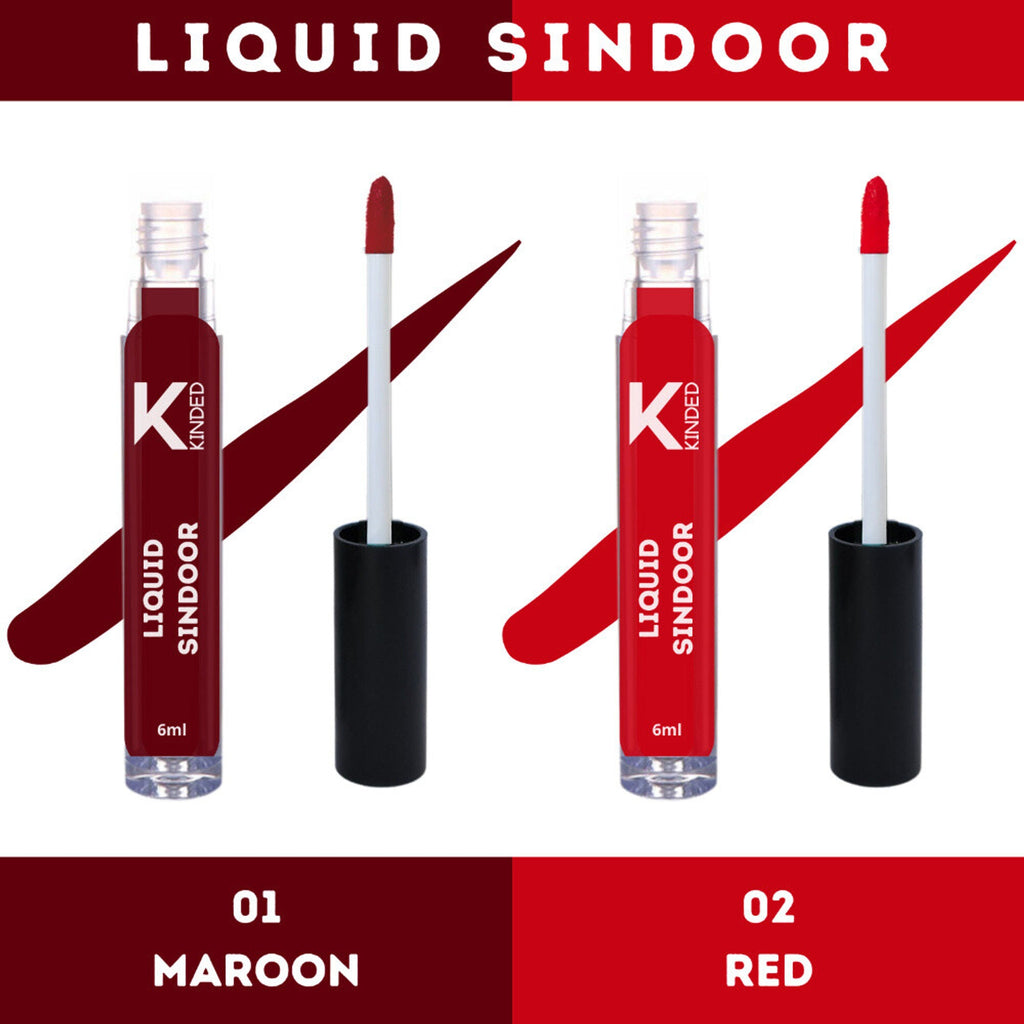 KINDED Maroon & Red Colour Liquid Sindoor Combo - Maroon & Red