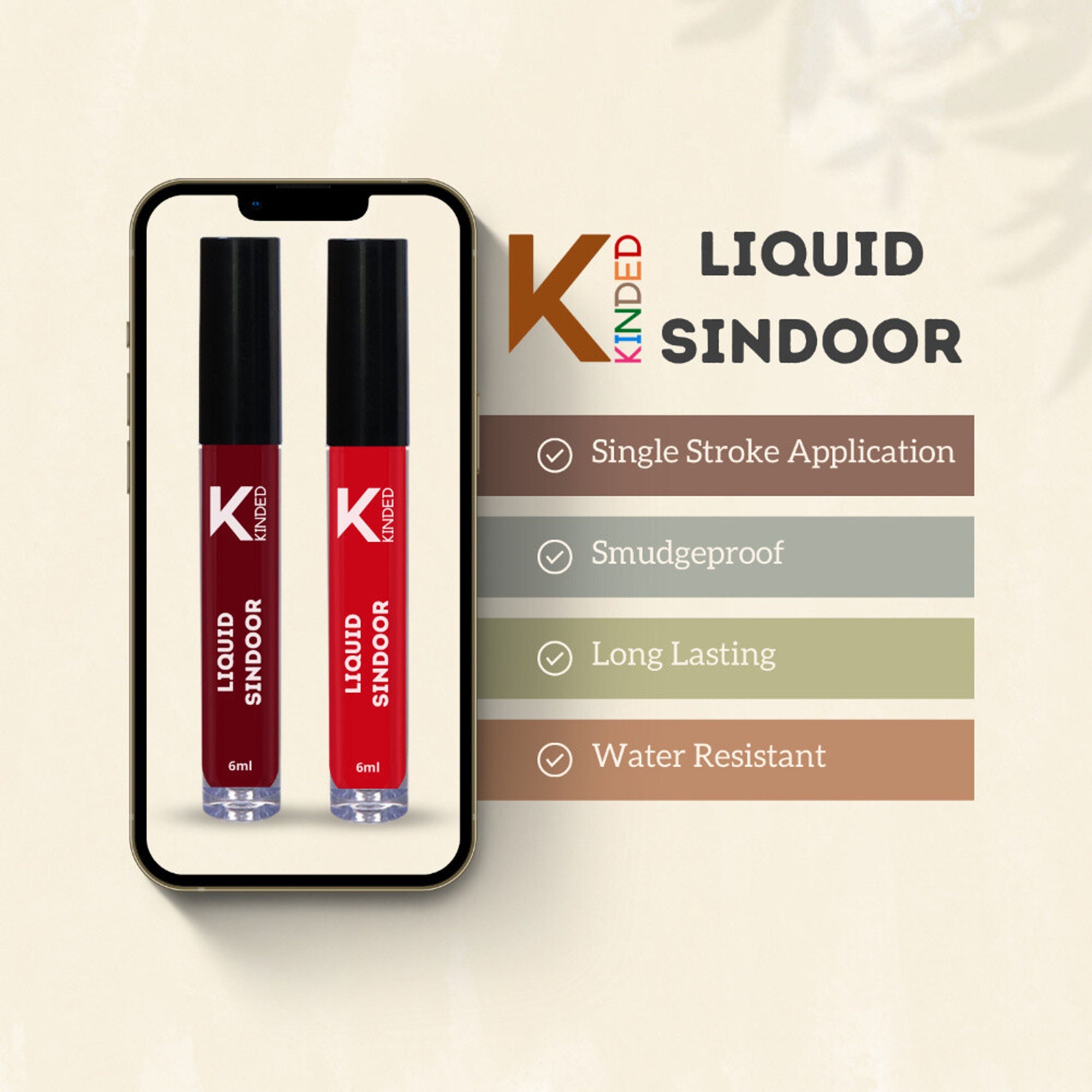 KINDED Maroon & Red Colour Liquid Sindoor Combo - Maroon & Red