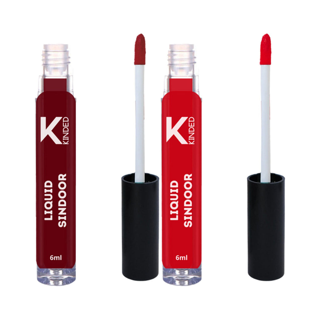KINDED Maroon & Red Colour Liquid Sindoor Combo - Maroon & Red