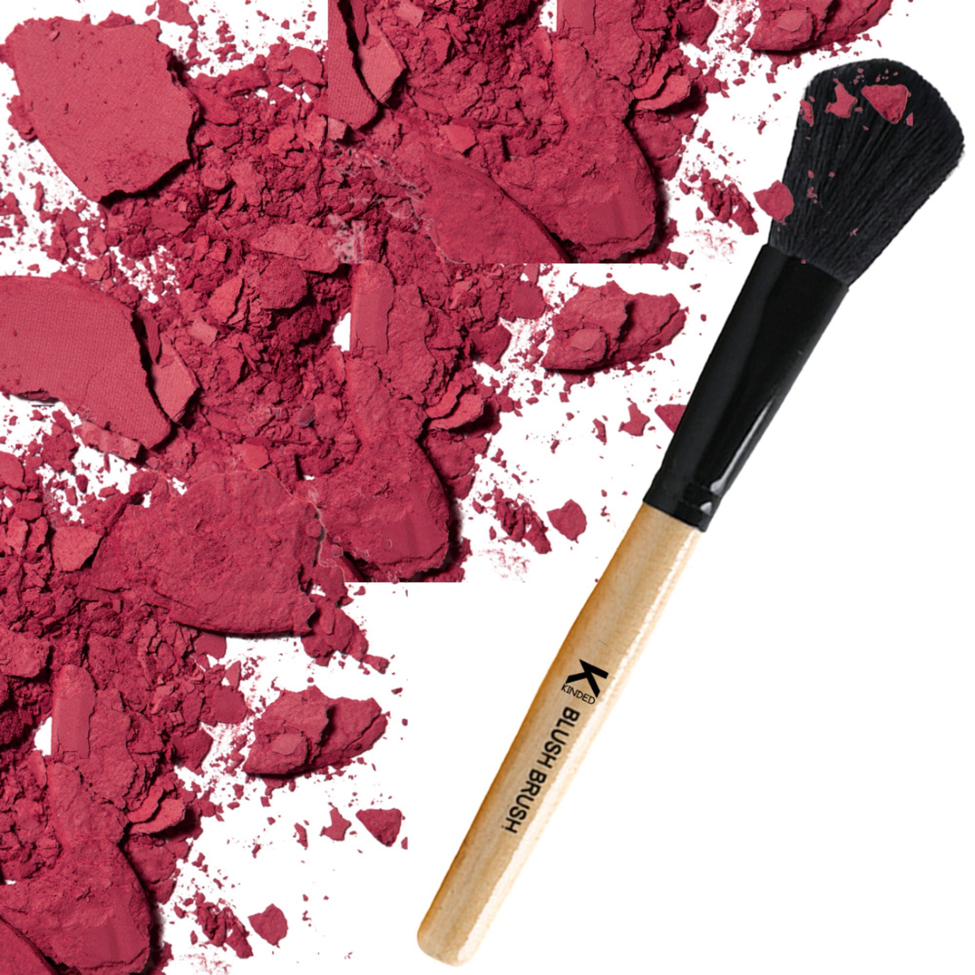 KINDED Professional Natural Wooden Handle Blush Makeup Brush
