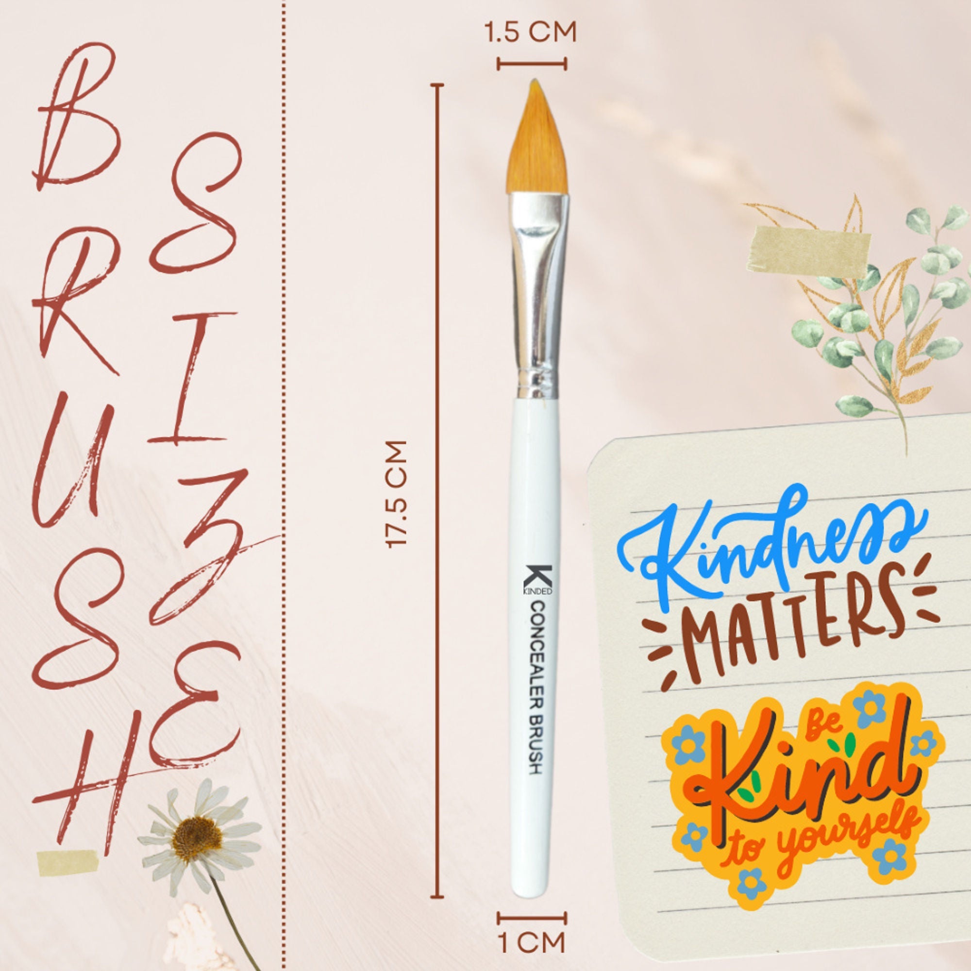 KINDED Professional Natural Wooden Handle Concealer Makeup Brush