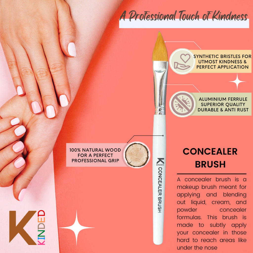 KINDED Professional Natural Wooden Handle Concealer Makeup Brush