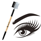 KINDED Professional Natural Wooden Handle 2 in 1 Eye Grooming Angular Makeup Brush