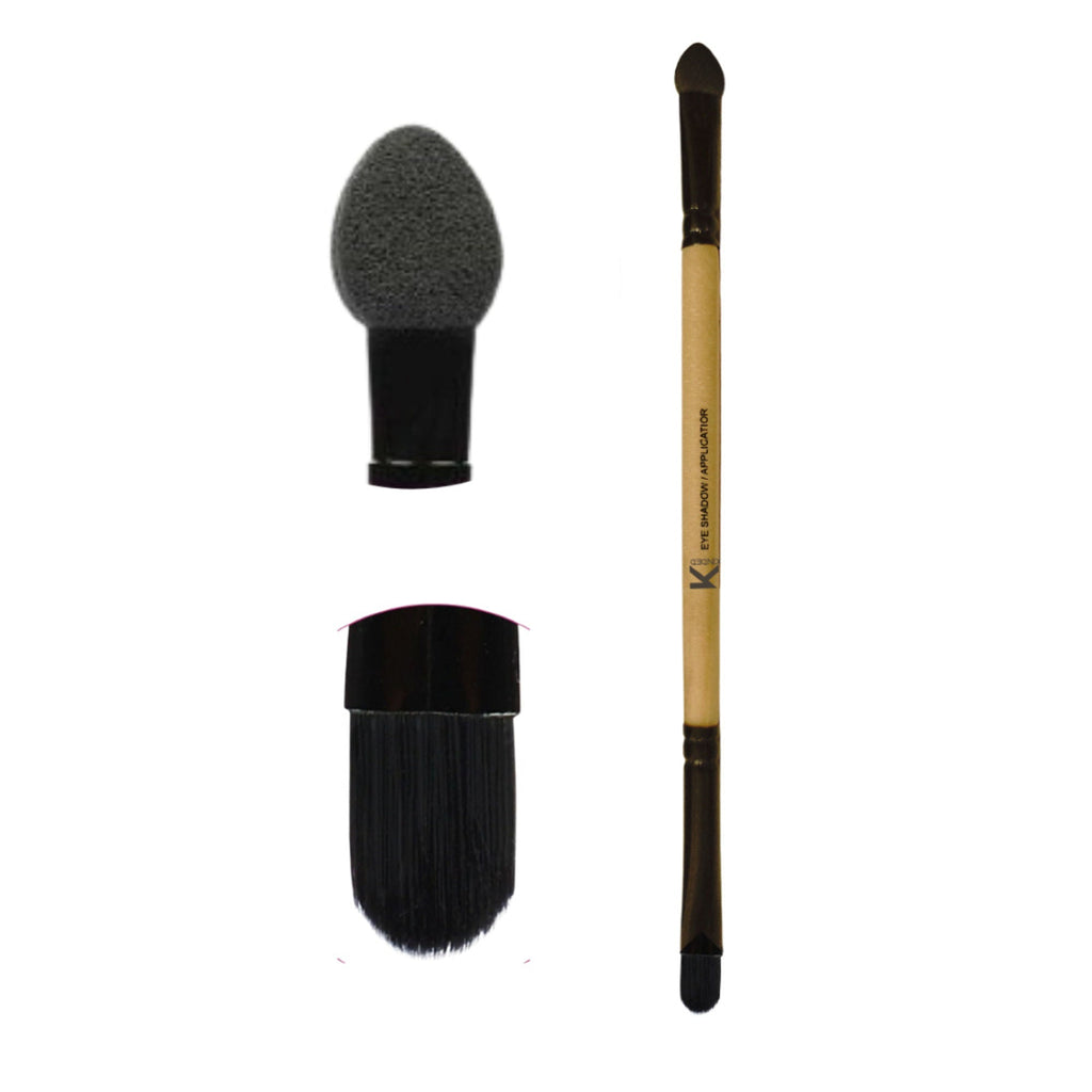KINDED Professional Natural Wooden Handle 2 in 1 Eyeshadow Applicator Makeup Brush