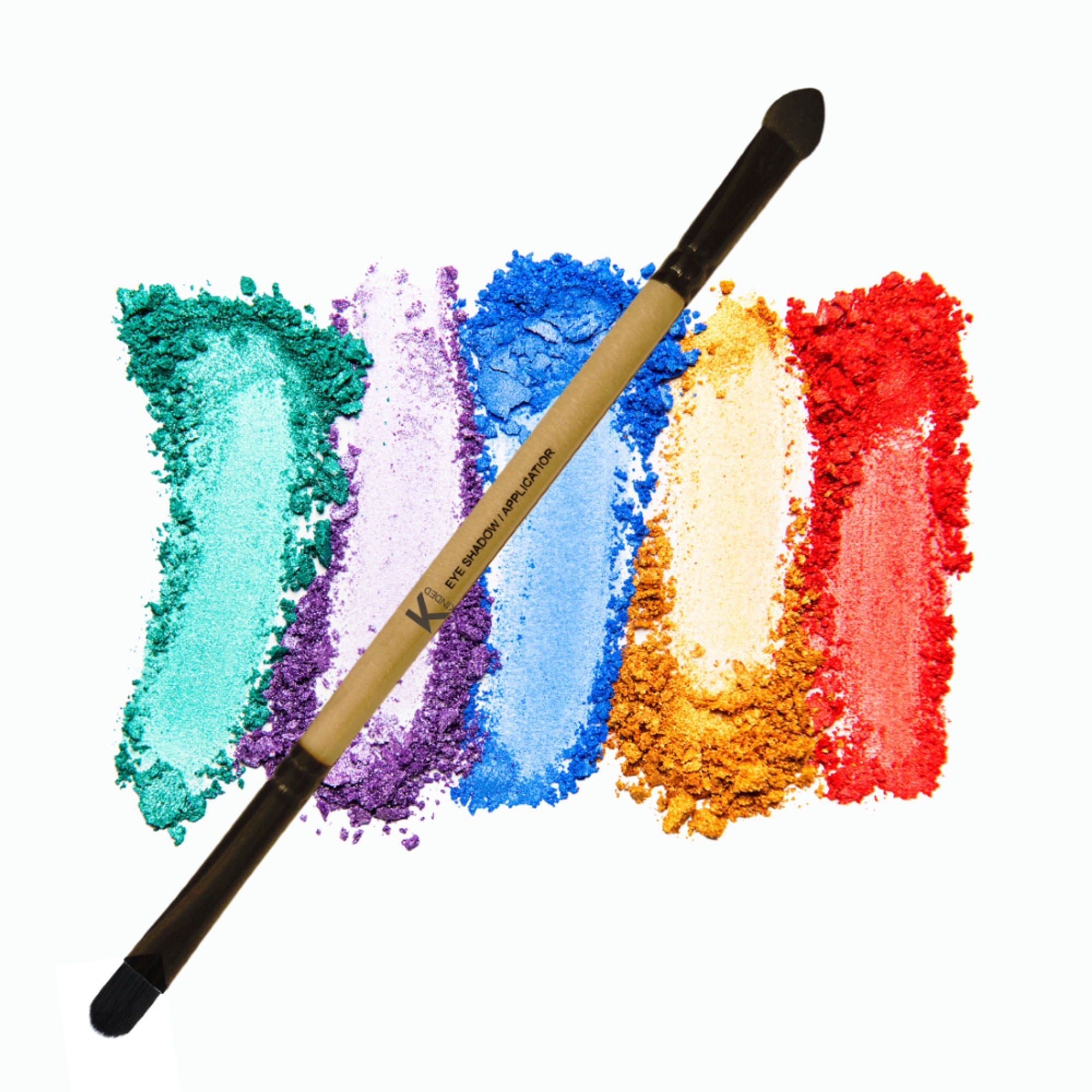 KINDED Professional Natural Wooden Handle 2 in 1 Eyeshadow Applicator Makeup Brush